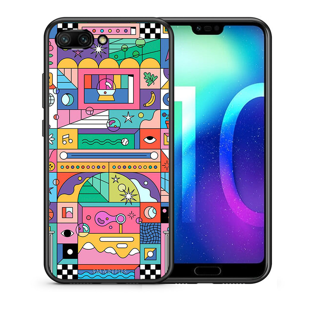 Θήκη Honor 10 Bubbles Soap από τη Smartfits με σχέδιο στο πίσω μέρος και μαύρο περίβλημα | Honor 10 Bubbles Soap case with colorful back and black bezels