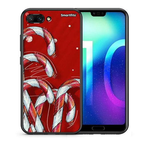 Θήκη Honor 10 Candy Cane από τη Smartfits με σχέδιο στο πίσω μέρος και μαύρο περίβλημα | Honor 10 Candy Cane case with colorful back and black bezels