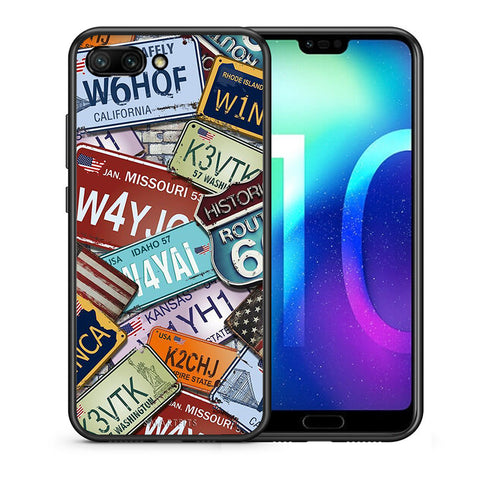 Θήκη Honor 10 Car Plates από τη Smartfits με σχέδιο στο πίσω μέρος και μαύρο περίβλημα | Honor 10 Car Plates case with colorful back and black bezels