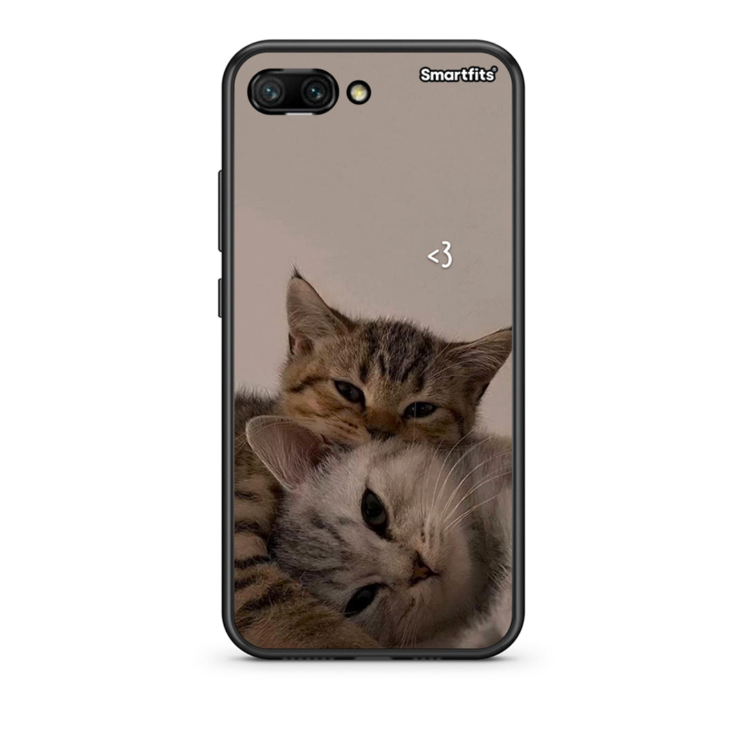 Honor 10 Cats In Love Θήκη από τη Smartfits με σχέδιο στο πίσω μέρος και μαύρο περίβλημα | Smartphone case with colorful back and black bezels by Smartfits