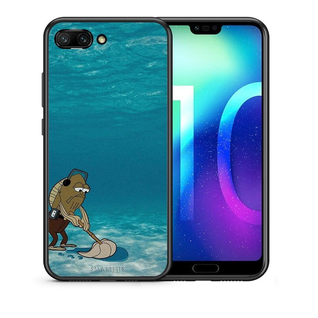 Θήκη Honor 10 Clean The Ocean από τη Smartfits με σχέδιο στο πίσω μέρος και μαύρο περίβλημα | Honor 10 Clean The Ocean case with colorful back and black bezels