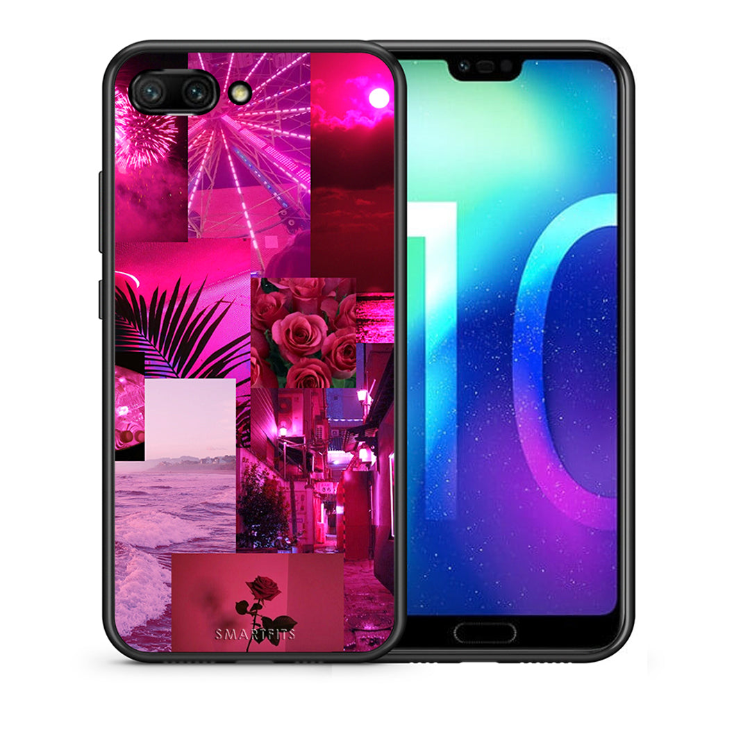 Θήκη Αγίου Βαλεντίνου Honor 10 Collage Red Roses από τη Smartfits με σχέδιο στο πίσω μέρος και μαύρο περίβλημα | Honor 10 Collage Red Roses case with colorful back and black bezels
