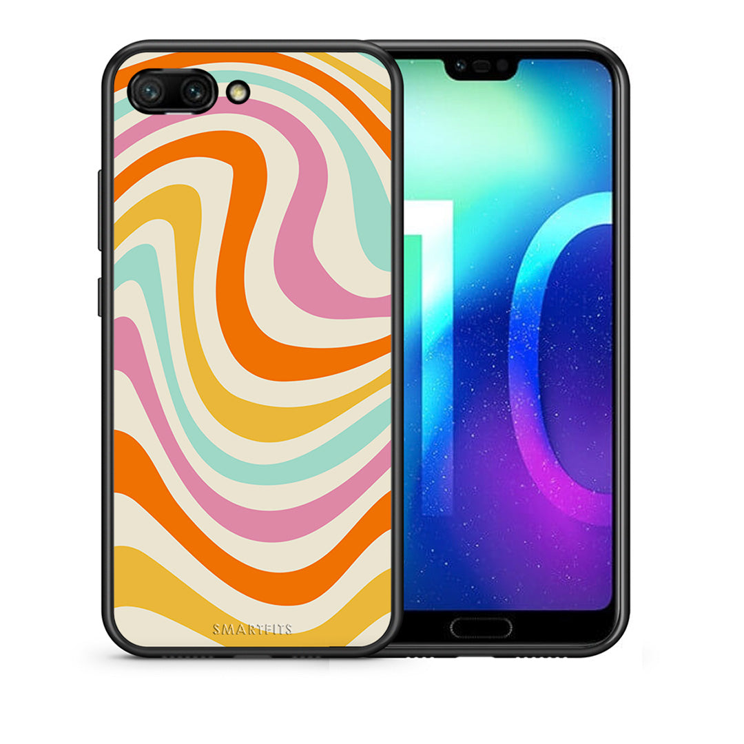 Θήκη Honor 10 Colourful Waves από τη Smartfits με σχέδιο στο πίσω μέρος και μαύρο περίβλημα | Honor 10 Colourful Waves case with colorful back and black bezels