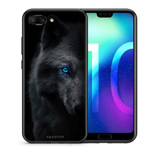 Θήκη Honor 10 Dark Wolf από τη Smartfits με σχέδιο στο πίσω μέρος και μαύρο περίβλημα | Honor 10 Dark Wolf case with colorful back and black bezels