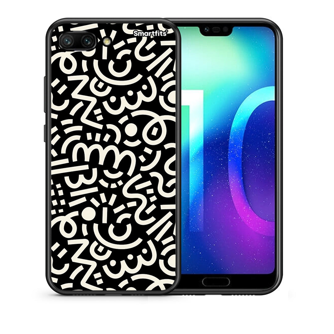 Θήκη Honor 10 Doodle Art από τη Smartfits με σχέδιο στο πίσω μέρος και μαύρο περίβλημα | Honor 10 Doodle Art case with colorful back and black bezels