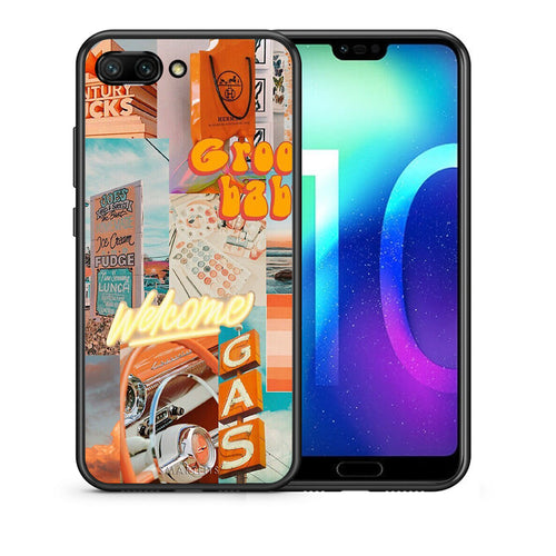 Θήκη Αγίου Βαλεντίνου Honor 10 Groovy Babe από τη Smartfits με σχέδιο στο πίσω μέρος και μαύρο περίβλημα | Honor 10 Groovy Babe case with colorful back and black bezels