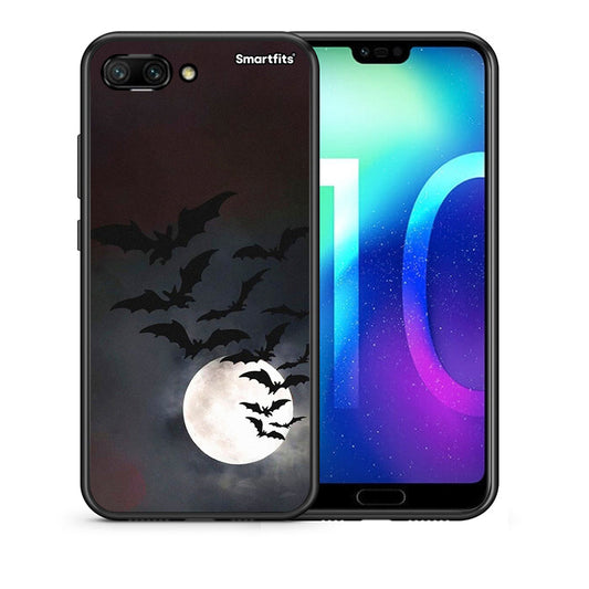 Θήκη Honor 10 Halloween Bat Night από τη Smartfits με σχέδιο στο πίσω μέρος και μαύρο περίβλημα | Honor 10 Halloween Bat Night case with colorful back and black bezels