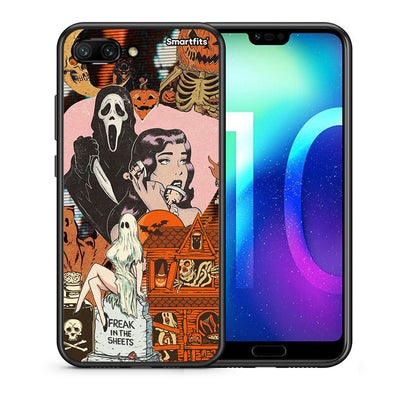 Θήκη Honor 10 Halloween Collage από τη Smartfits με σχέδιο στο πίσω μέρος και μαύρο περίβλημα | Honor 10 Halloween Collage case with colorful back and black bezels