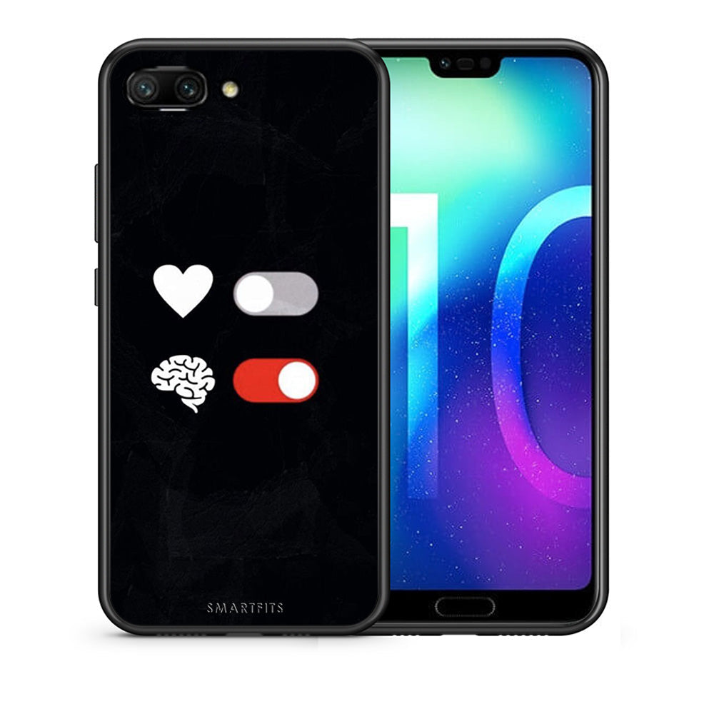 Θήκη Αγίου Βαλεντίνου Honor 10 Heart Vs Brain από τη Smartfits με σχέδιο στο πίσω μέρος και μαύρο περίβλημα | Honor 10 Heart Vs Brain case with colorful back and black bezels