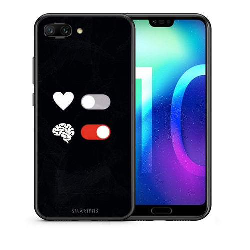 Θήκη Αγίου Βαλεντίνου Honor 10 Heart Vs Brain από τη Smartfits με σχέδιο στο πίσω μέρος και μαύρο περίβλημα | Honor 10 Heart Vs Brain case with colorful back and black bezels