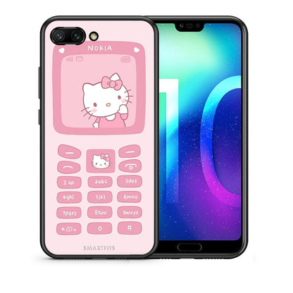 Θήκη Αγίου Βαλεντίνου Honor 10 Hello Kitten από τη Smartfits με σχέδιο στο πίσω μέρος και μαύρο περίβλημα | Honor 10 Hello Kitten case with colorful back and black bezels
