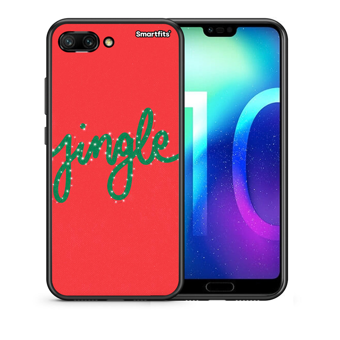 Θήκη Honor 10 Jingle Xmas από τη Smartfits με σχέδιο στο πίσω μέρος και μαύρο περίβλημα | Honor 10 Jingle Xmas case with colorful back and black bezels
