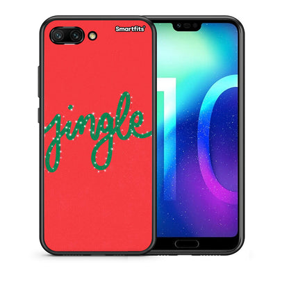 Θήκη Honor 10 Jingle Xmas από τη Smartfits με σχέδιο στο πίσω μέρος και μαύρο περίβλημα | Honor 10 Jingle Xmas case with colorful back and black bezels