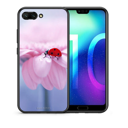 Θήκη Honor 10 Ladybug Flower από τη Smartfits με σχέδιο στο πίσω μέρος και μαύρο περίβλημα | Honor 10 Ladybug Flower case with colorful back and black bezels