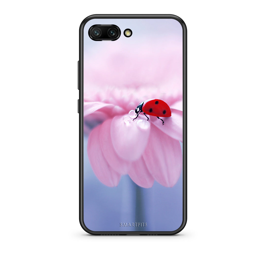 Honor 10 Ladybug Flower θήκη από τη Smartfits με σχέδιο στο πίσω μέρος και μαύρο περίβλημα | Smartphone case with colorful back and black bezels by Smartfits