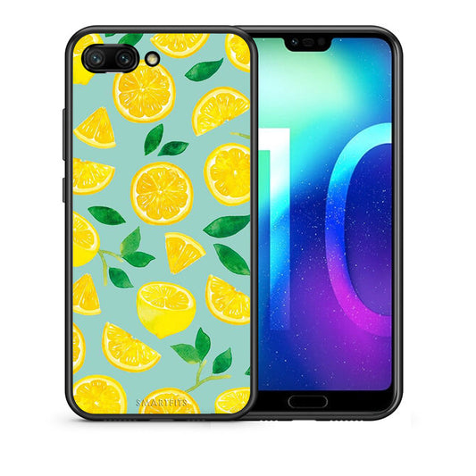 Θήκη Honor 10 Lemons από τη Smartfits με σχέδιο στο πίσω μέρος και μαύρο περίβλημα | Honor 10 Lemons case with colorful back and black bezels