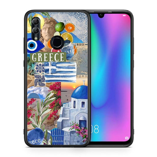 Θήκη Honor 8x All Greek από τη Smartfits με σχέδιο στο πίσω μέρος και μαύρο περίβλημα | Honor 8x All Greek case with colorful back and black bezels