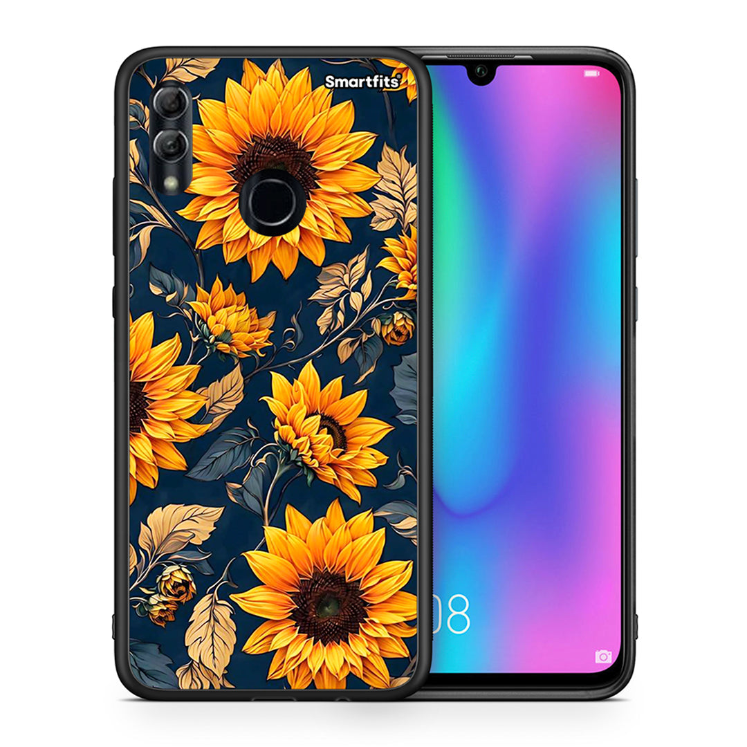 Θήκη Honor 10 Lite Autumn Sunflowers από τη Smartfits με σχέδιο στο πίσω μέρος και μαύρο περίβλημα | Honor 10 Lite Autumn Sunflowers case with colorful back and black bezels