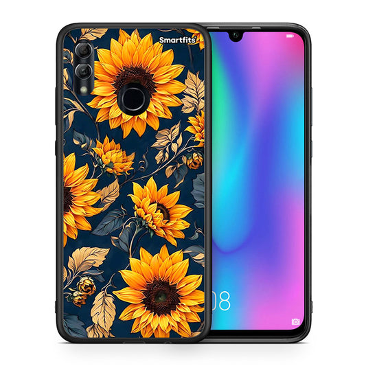 Θήκη Honor 8x Autumn Sunflowers από τη Smartfits με σχέδιο στο πίσω μέρος και μαύρο περίβλημα | Honor 8x Autumn Sunflowers case with colorful back and black bezels