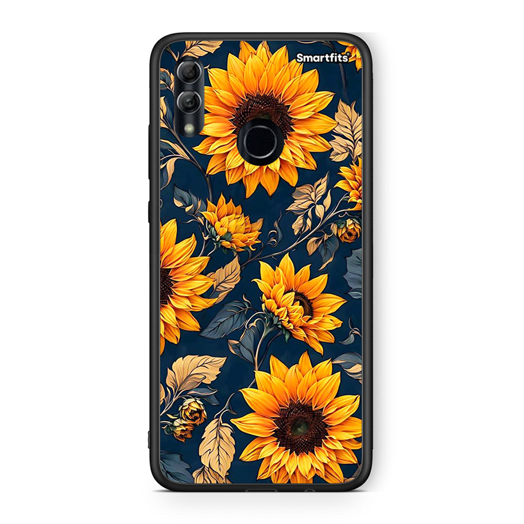 Honor 10 Lite Autumn Sunflowers Θήκη από τη Smartfits με σχέδιο στο πίσω μέρος και μαύρο περίβλημα | Smartphone case with colorful back and black bezels by Smartfits