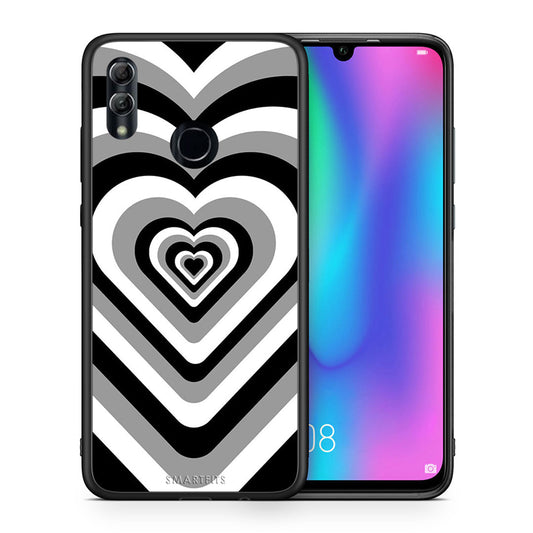 Θήκη Honor 8x Black Hearts από τη Smartfits με σχέδιο στο πίσω μέρος και μαύρο περίβλημα | Honor 8x Black Hearts case with colorful back and black bezels