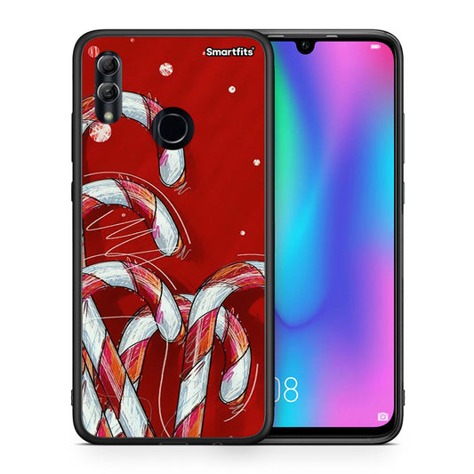Θήκη Honor 10 Lite Candy Cane από τη Smartfits με σχέδιο στο πίσω μέρος και μαύρο περίβλημα | Honor 10 Lite Candy Cane case with colorful back and black bezels