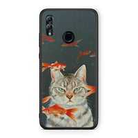 Thumbnail for Honor 8x Cat Goldfish θήκη από τη Smartfits με σχέδιο στο πίσω μέρος και μαύρο περίβλημα | Smartphone case with colorful back and black bezels by Smartfits