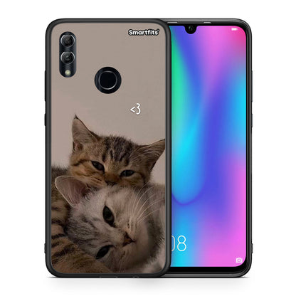 Θήκη Honor 10 Lite Cats In Love από τη Smartfits με σχέδιο στο πίσω μέρος και μαύρο περίβλημα | Honor 10 Lite Cats In Love case with colorful back and black bezels