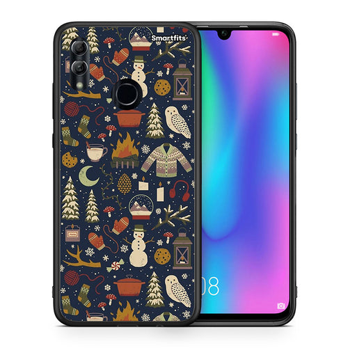 Θήκη Honor 10 Lite Christmas Elements από τη Smartfits με σχέδιο στο πίσω μέρος και μαύρο περίβλημα | Honor 10 Lite Christmas Elements case with colorful back and black bezels