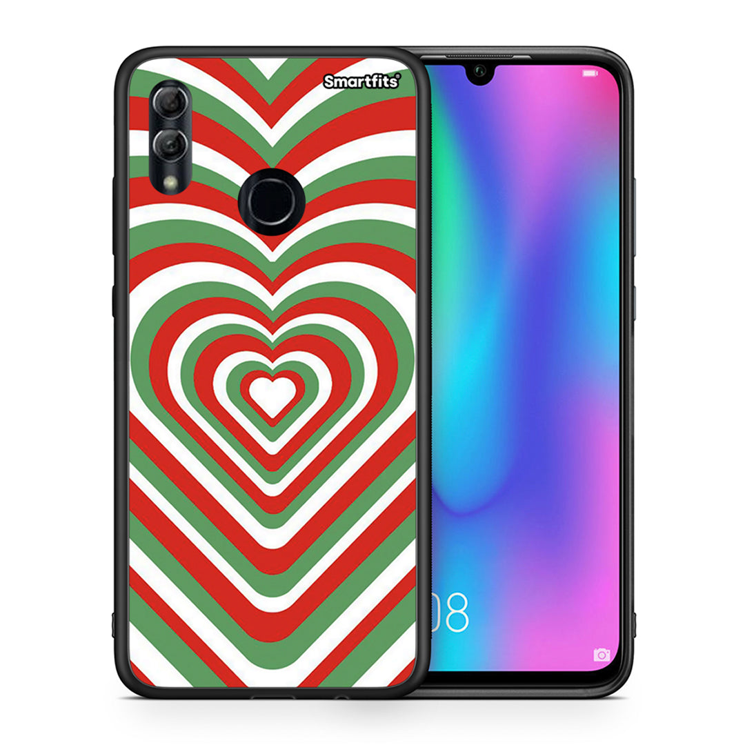 Θήκη Honor 8x Christmas Hearts από τη Smartfits με σχέδιο στο πίσω μέρος και μαύρο περίβλημα | Honor 8x Christmas Hearts case with colorful back and black bezels