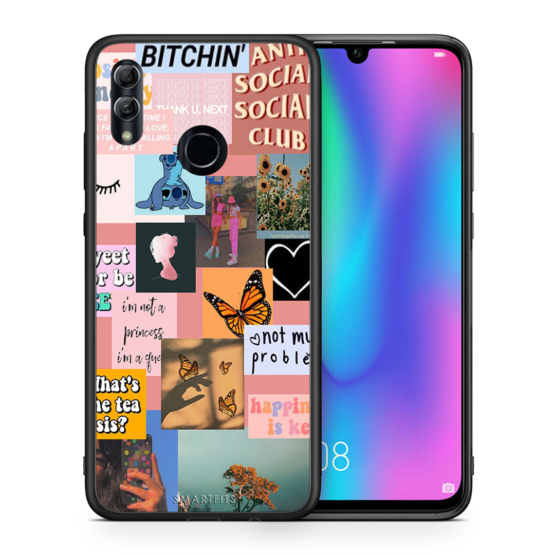Θήκη Αγίου Βαλεντίνου Honor 8x Collage Bitchin από τη Smartfits με σχέδιο στο πίσω μέρος και μαύρο περίβλημα | Honor 8x Collage Bitchin case with colorful back and black bezels