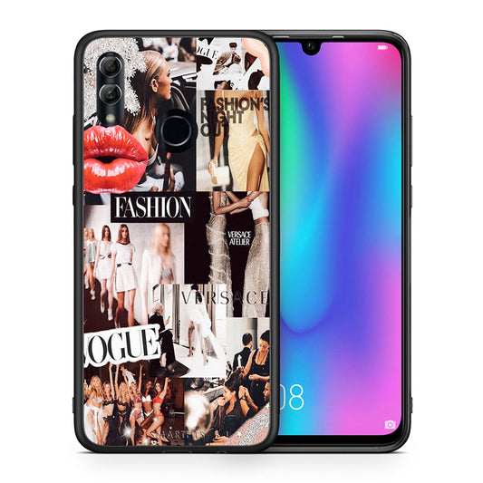 Θήκη Αγίου Βαλεντίνου Honor 8x Collage Fashion από τη Smartfits με σχέδιο στο πίσω μέρος και μαύρο περίβλημα | Honor 8x Collage Fashion case with colorful back and black bezels