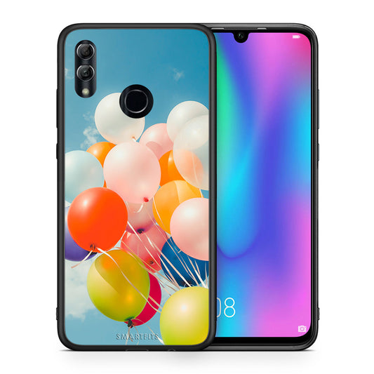 Θήκη Honor 8x Colorful Balloons από τη Smartfits με σχέδιο στο πίσω μέρος και μαύρο περίβλημα | Honor 8x Colorful Balloons case with colorful back and black bezels