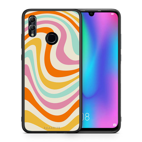 Θήκη Honor 8x Colourful Waves από τη Smartfits με σχέδιο στο πίσω μέρος και μαύρο περίβλημα | Honor 8x Colourful Waves case with colorful back and black bezels
