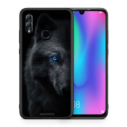 Θήκη Honor 8x Dark Wolf από τη Smartfits με σχέδιο στο πίσω μέρος και μαύρο περίβλημα | Honor 8x Dark Wolf case with colorful back and black bezels