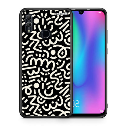 Θήκη Honor 8x Doodle Art από τη Smartfits με σχέδιο στο πίσω μέρος και μαύρο περίβλημα | Honor 8x Doodle Art case with colorful back and black bezels