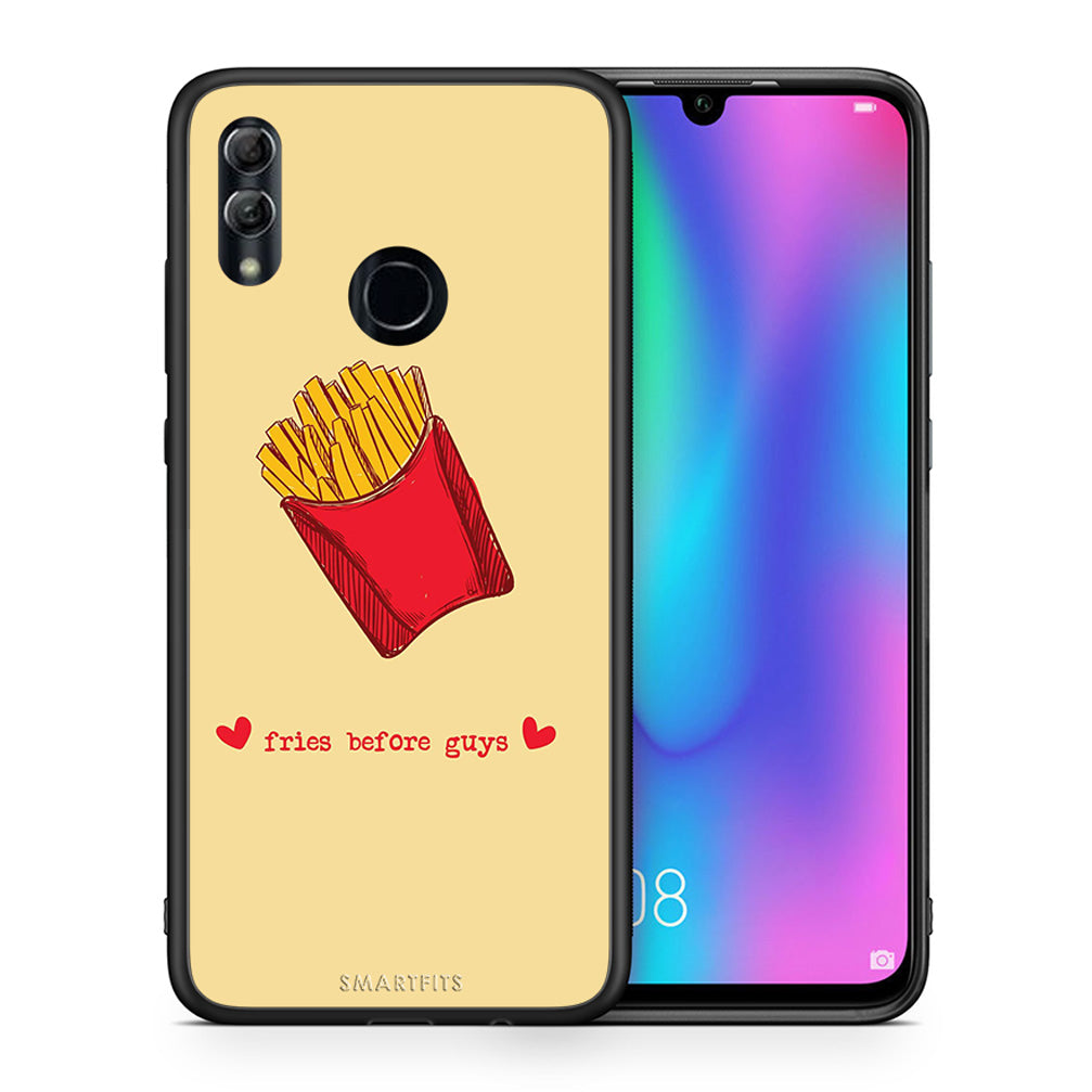 Θήκη Αγίου Βαλεντίνου Honor 8x Fries Before Guys από τη Smartfits με σχέδιο στο πίσω μέρος και μαύρο περίβλημα | Honor 8x Fries Before Guys case with colorful back and black bezels