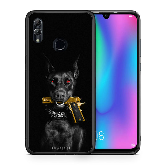 Θήκη Αγίου Βαλεντίνου Honor 8x Golden Gun από τη Smartfits με σχέδιο στο πίσω μέρος και μαύρο περίβλημα | Honor 8x Golden Gun case with colorful back and black bezels
