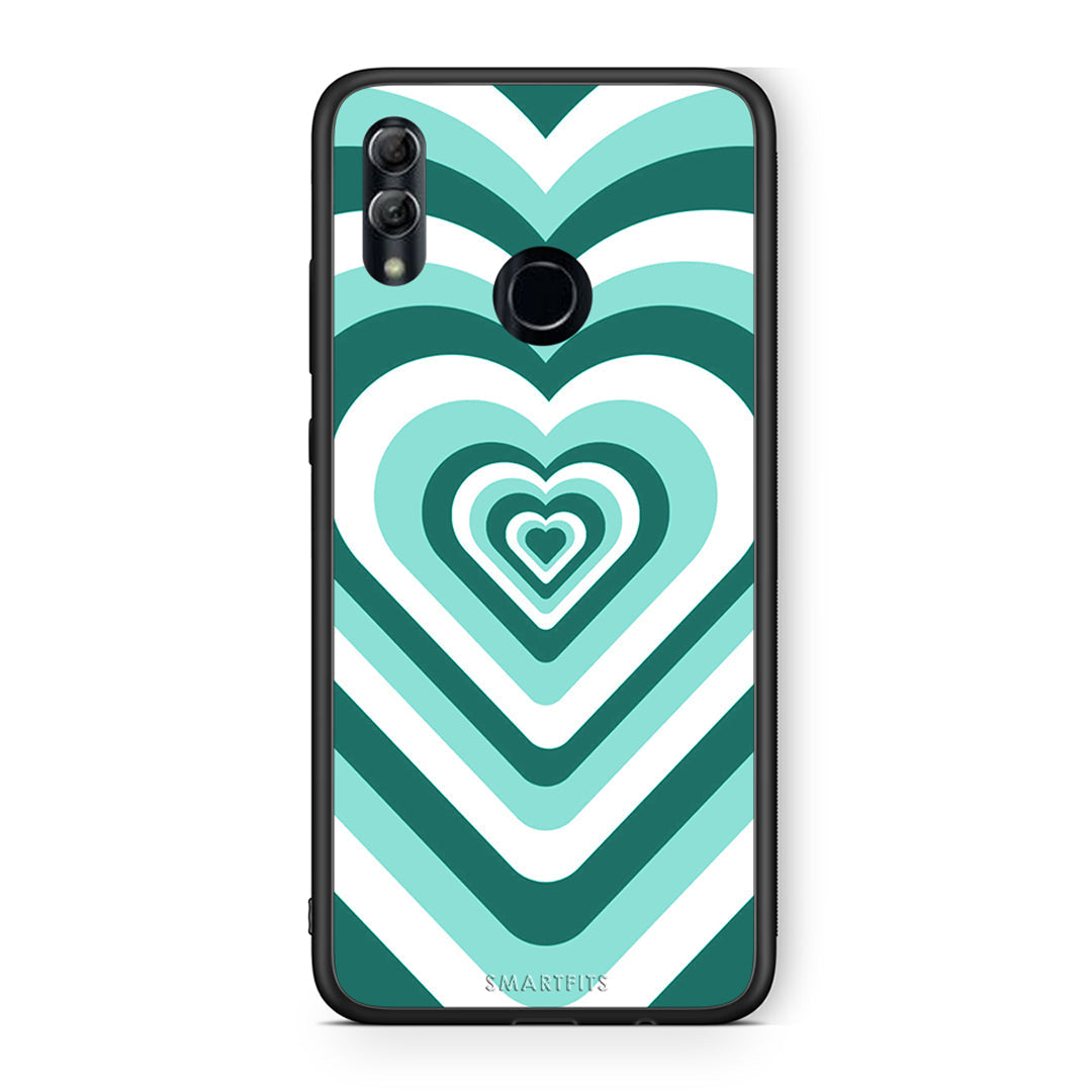 Honor 8x Green Hearts θήκη από τη Smartfits με σχέδιο στο πίσω μέρος και μαύρο περίβλημα | Smartphone case with colorful back and black bezels by Smartfits