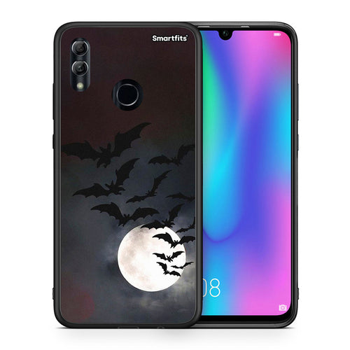 Θήκη Honor 8x Halloween Bat Night από τη Smartfits με σχέδιο στο πίσω μέρος και μαύρο περίβλημα | Honor 8x Halloween Bat Night case with colorful back and black bezels