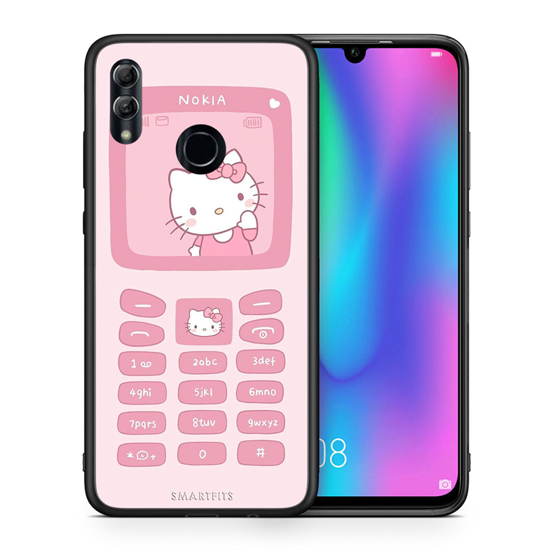 Θήκη Αγίου Βαλεντίνου Honor 10 Lite Hello Kitten από τη Smartfits με σχέδιο στο πίσω μέρος και μαύρο περίβλημα | Honor 10 Lite Hello Kitten case with colorful back and black bezels