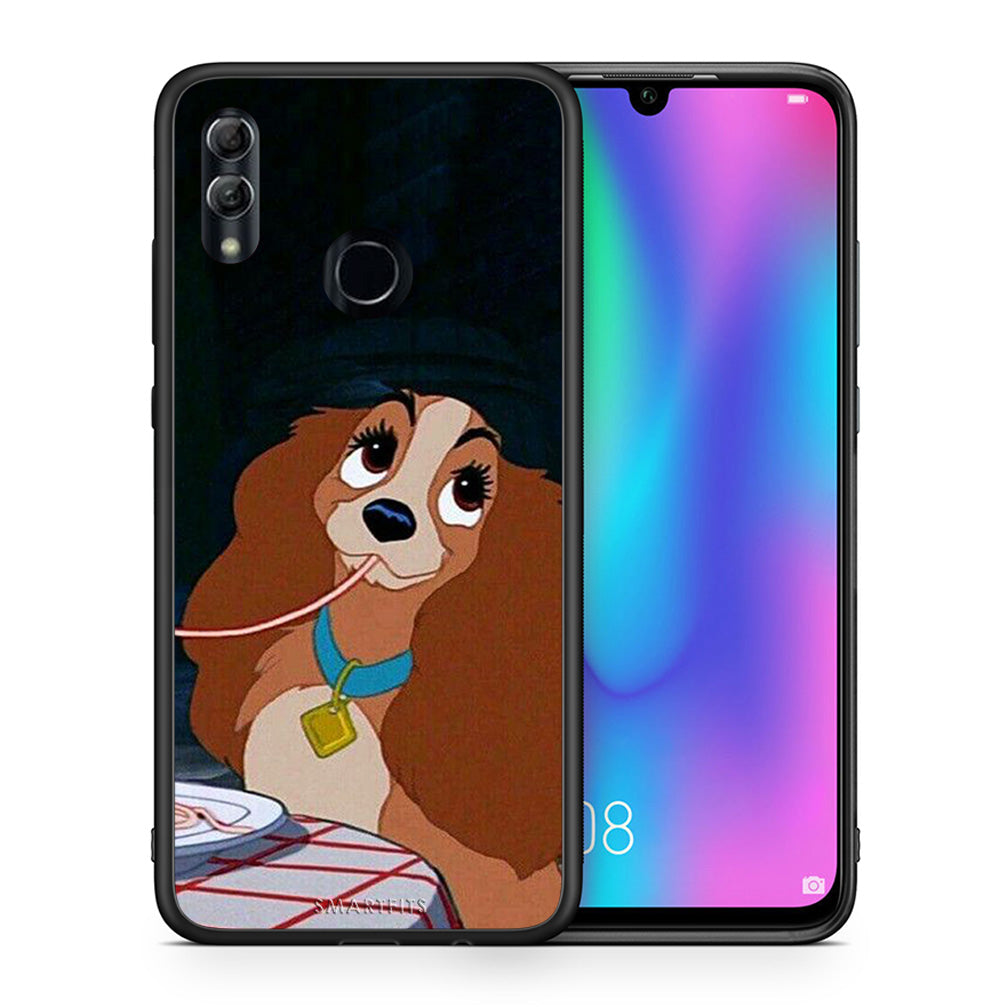 Θήκη Αγίου Βαλεντίνου Honor 10 Lite Lady And Tramp 2 από τη Smartfits με σχέδιο στο πίσω μέρος και μαύρο περίβλημα | Honor 10 Lite Lady And Tramp 2 case with colorful back and black bezels