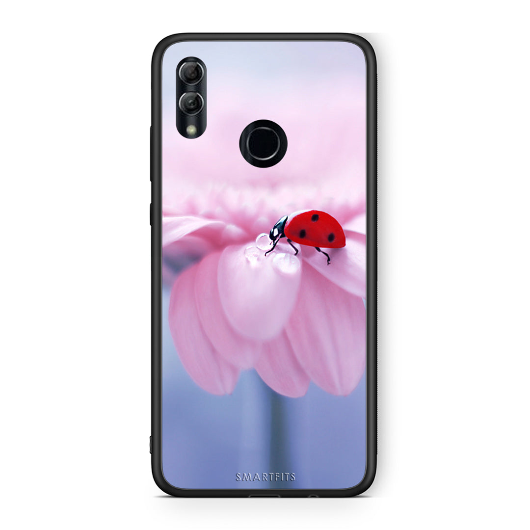 Honor 10 Lite Ladybug Flower θήκη από τη Smartfits με σχέδιο στο πίσω μέρος και μαύρο περίβλημα | Smartphone case with colorful back and black bezels by Smartfits
