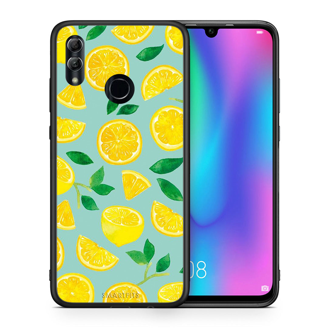 Θήκη Honor 8x Lemons από τη Smartfits με σχέδιο στο πίσω μέρος και μαύρο περίβλημα | Honor 8x Lemons case with colorful back and black bezels