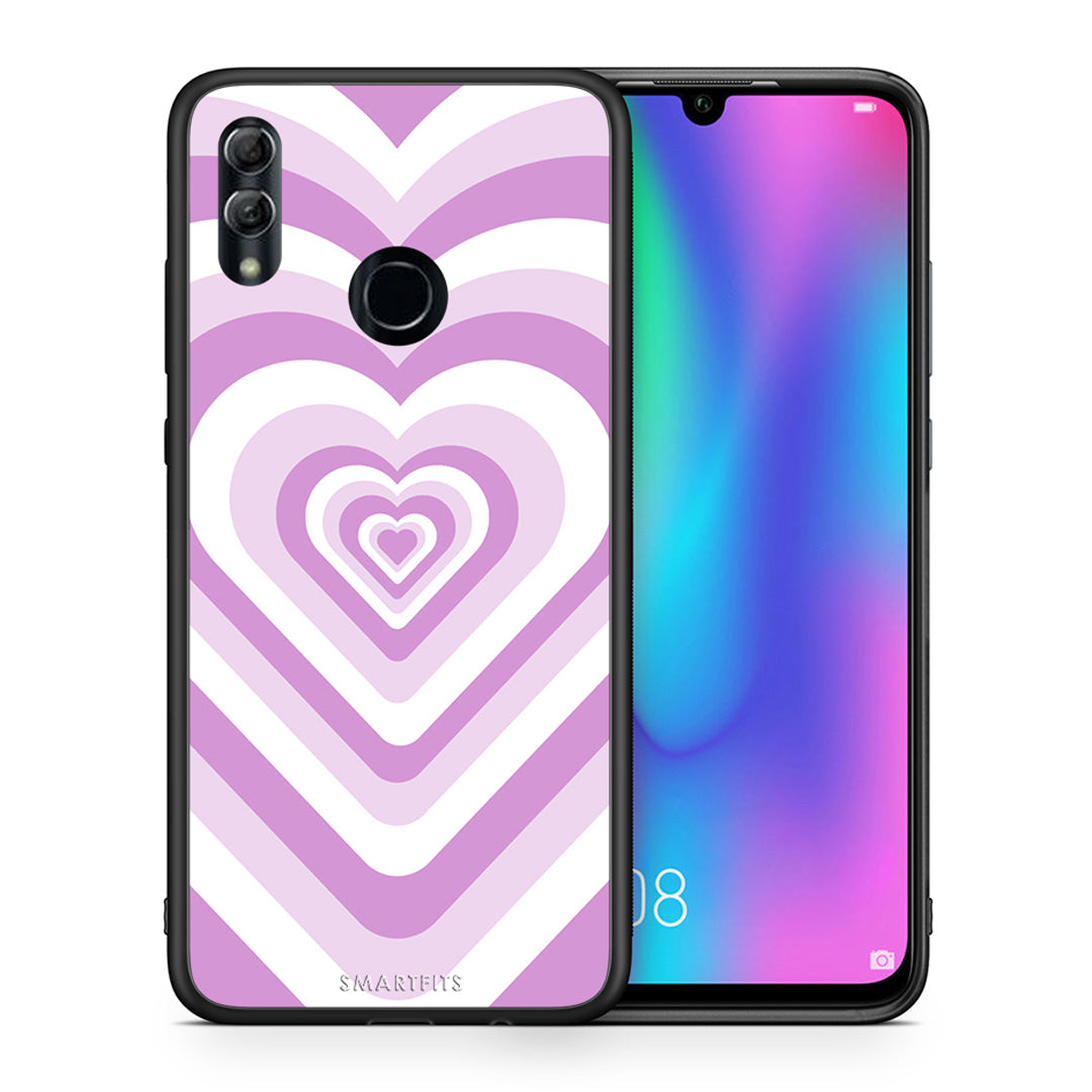 Θήκη Honor 8x Lilac Hearts από τη Smartfits με σχέδιο στο πίσω μέρος και μαύρο περίβλημα | Honor 8x Lilac Hearts case with colorful back and black bezels
