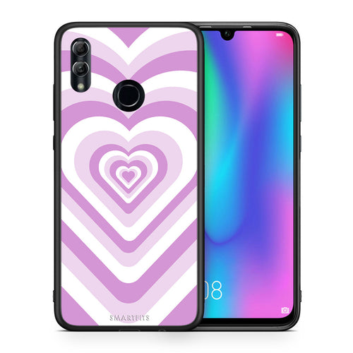 Θήκη Honor 8x Lilac Hearts από τη Smartfits με σχέδιο στο πίσω μέρος και μαύρο περίβλημα | Honor 8x Lilac Hearts case with colorful back and black bezels