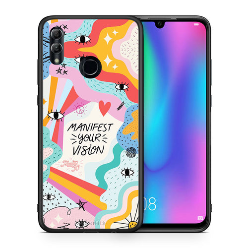 Θήκη Honor 8x Manifest Your Vision από τη Smartfits με σχέδιο στο πίσω μέρος και μαύρο περίβλημα | Honor 8x Manifest Your Vision case with colorful back and black bezels