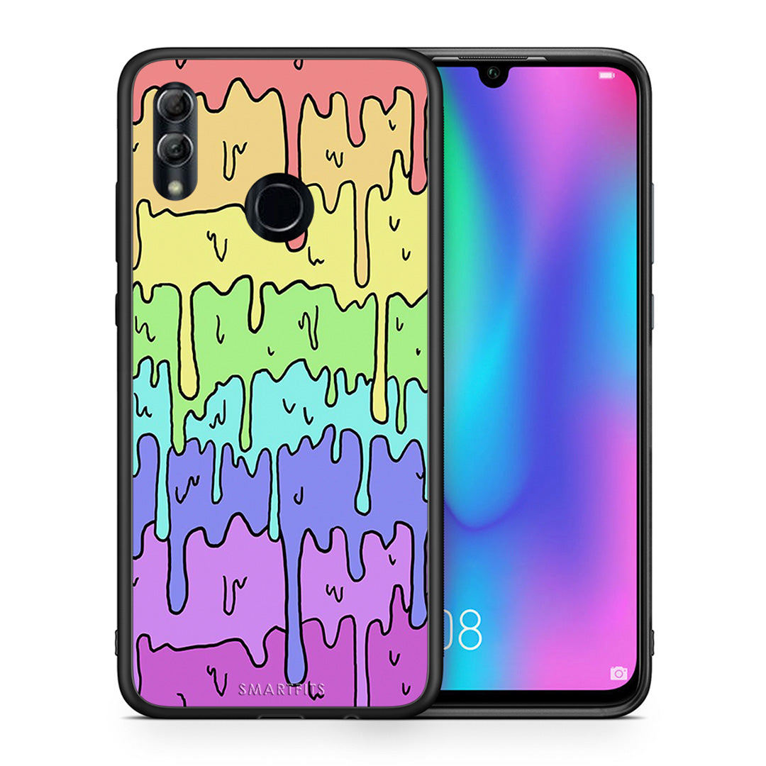 Θήκη Honor 10 Lite Melting Rainbow από τη Smartfits με σχέδιο στο πίσω μέρος και μαύρο περίβλημα | Honor 10 Lite Melting Rainbow case with colorful back and black bezels