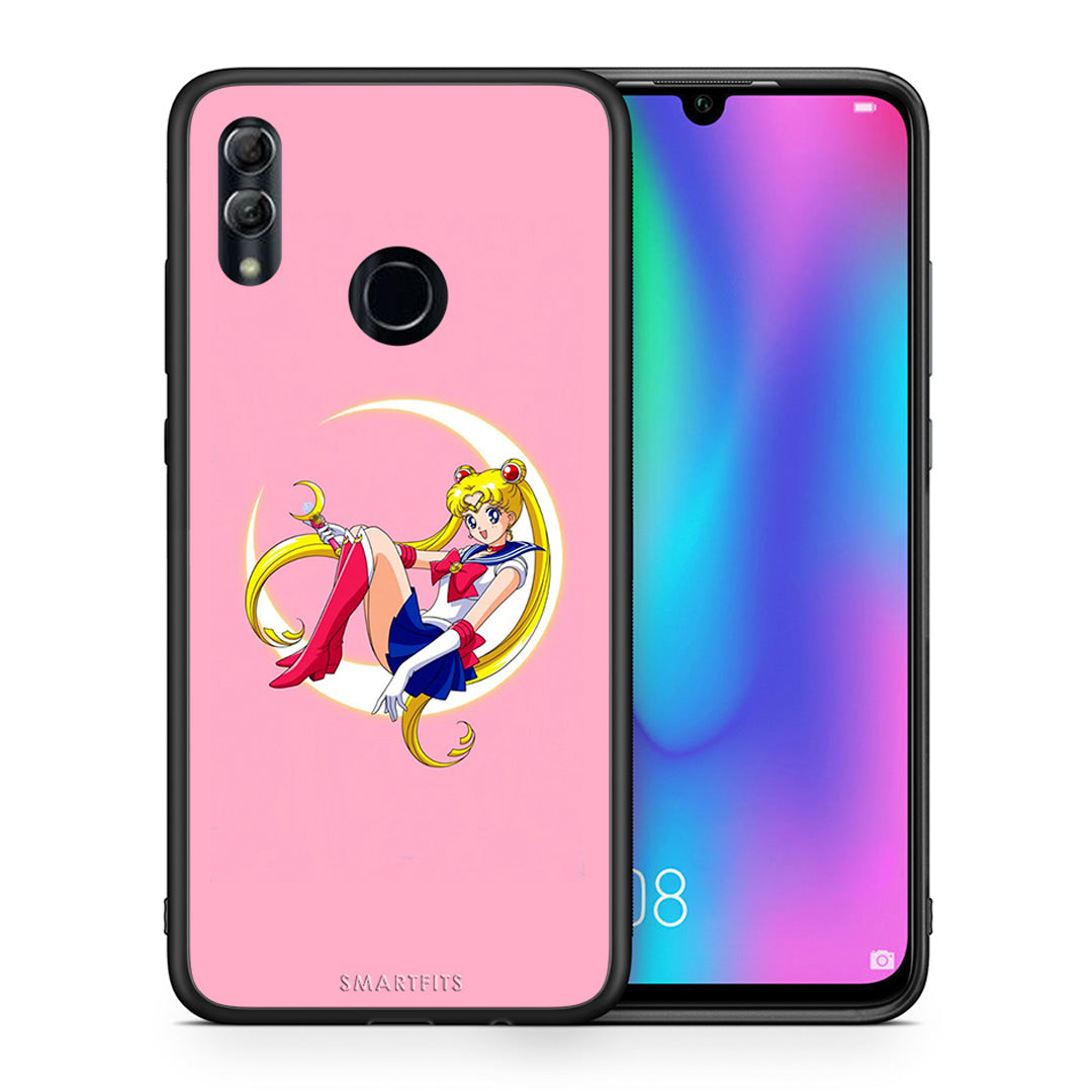 Θήκη Honor 10 Lite Moon Girl από τη Smartfits με σχέδιο στο πίσω μέρος και μαύρο περίβλημα | Honor 10 Lite Moon Girl case with colorful back and black bezels