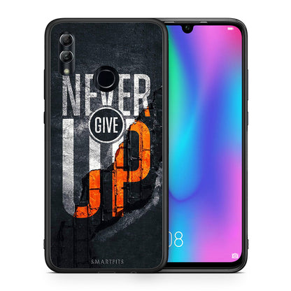Θήκη Αγίου Βαλεντίνου Honor 10 Lite Never Give Up από τη Smartfits με σχέδιο στο πίσω μέρος και μαύρο περίβλημα | Honor 10 Lite Never Give Up case with colorful back and black bezels
